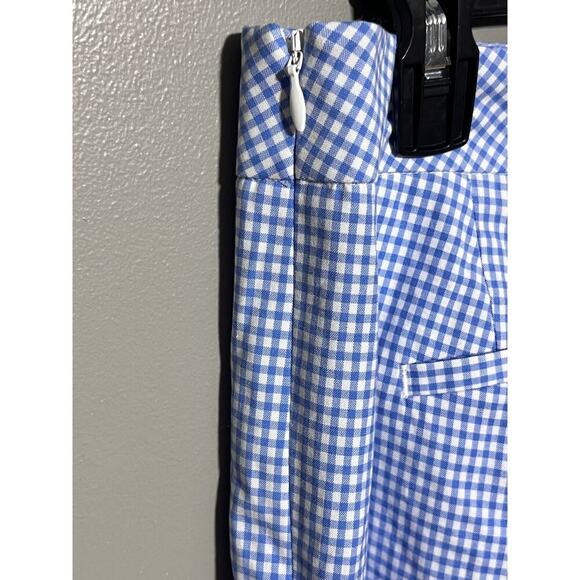 NWT Talbots Ankle Length Gingham Blue White‎ Pants Size 4 Cotton Mix side zipper - Picture 5 of 9